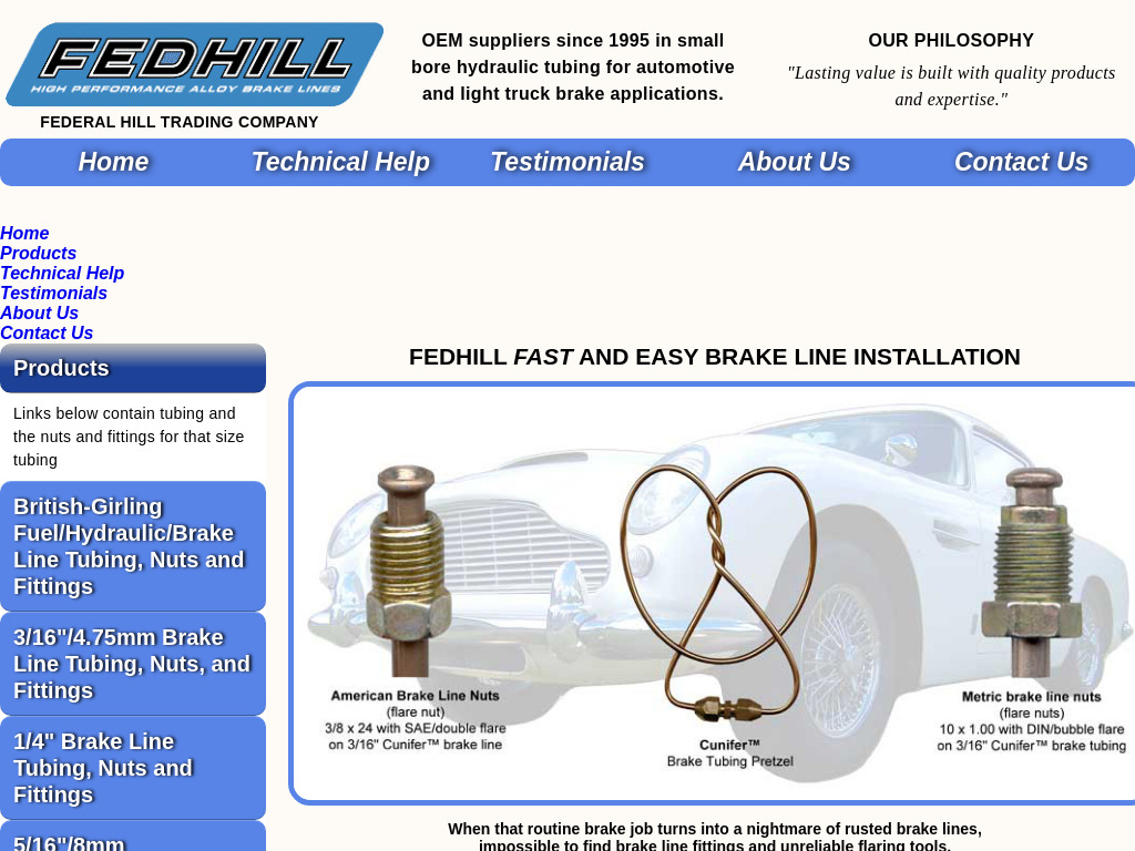 Fedhill brake line - Where to buy brake line, fuel line, brake line flaring tools, brake line nuts and brake line fittings