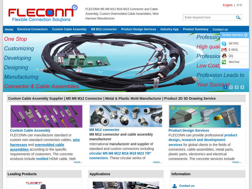 FLECONN M5 M8 M12 M16 M23 Connector and Cable Assembly, Custom Overmolded Cable Assemblies, Wire Harness Manufacturer