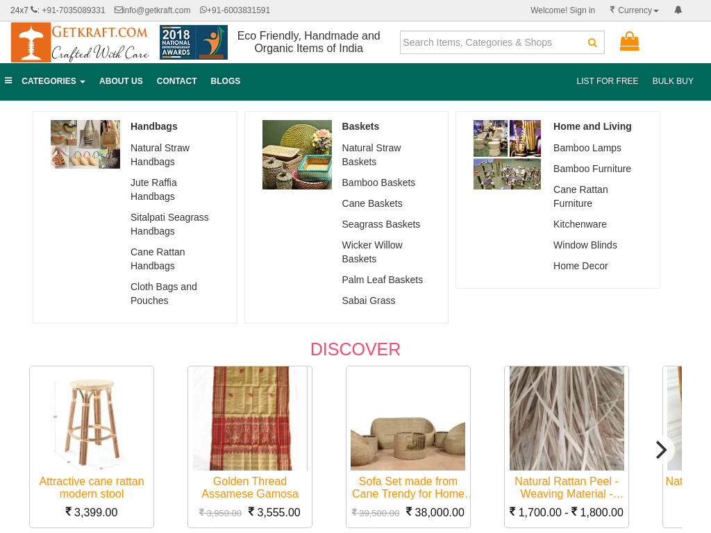 Online Marketplace Natural & Handicraft Items India