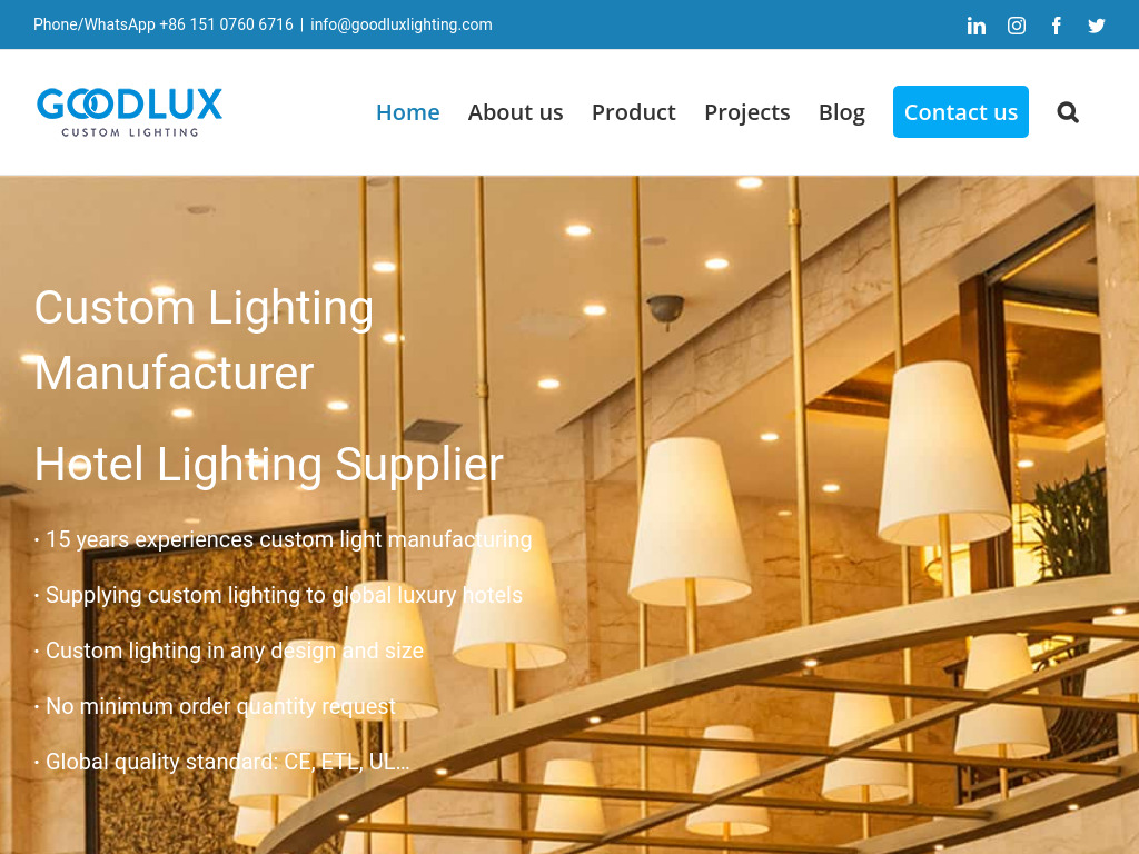 China Custom Lighting Manufacturer, Hotel Lighting Supplier - GOODLUX