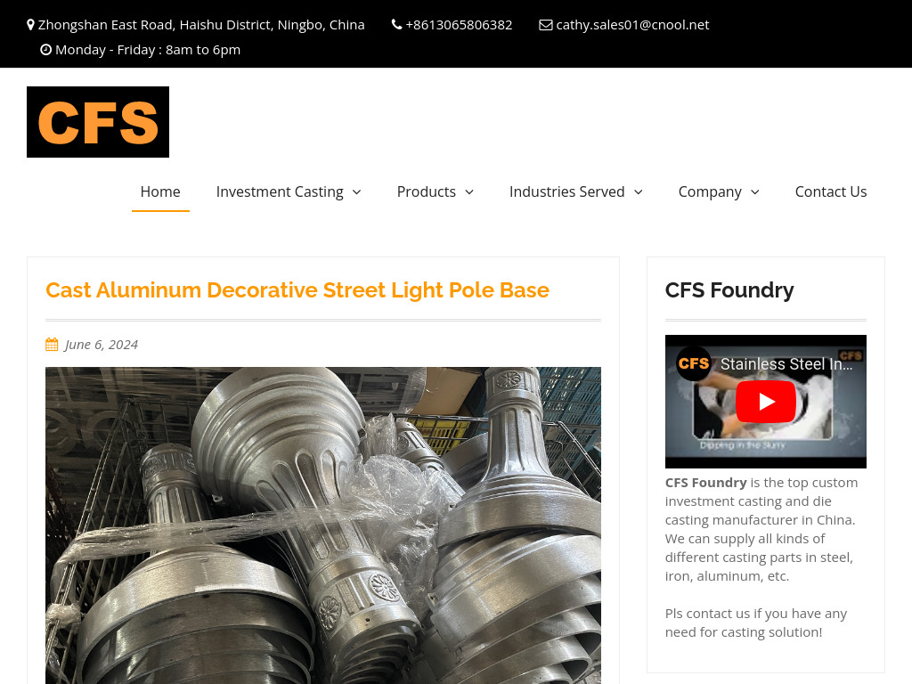 CFS Foundry - Investment Casting & Die Casting Company