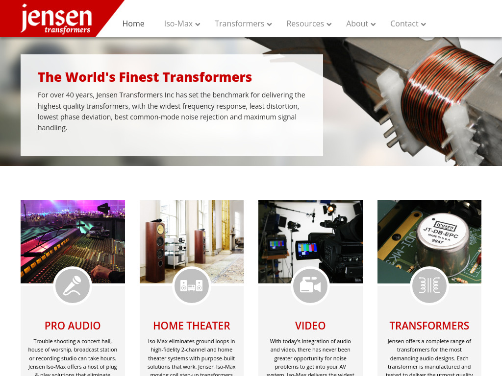 Jensen Transformers - High performance audio transformers and ground isolators.