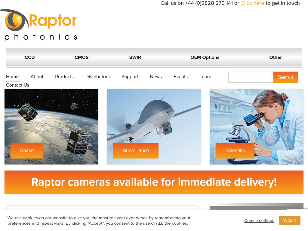 Scientific, surveillance and aerospace cameras - Raptor Photonics