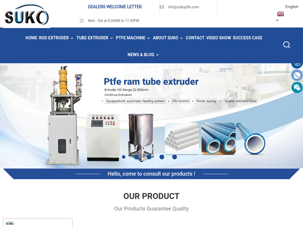 PTFE Rod&Tube Extruder, PTFE Machine Manufacturer- SuKo