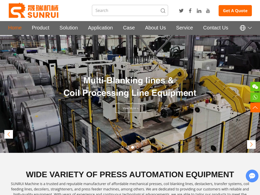 Coil Handling Equipment, Coil Blanking line, Press Feed Line, Coil Feed Line, Decoiler straightener feeder- SunRui