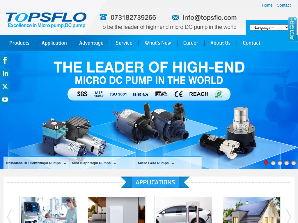 Topsflo,The high-end Micro DC Pump leader in China,Micro DC brushless water pump supplier